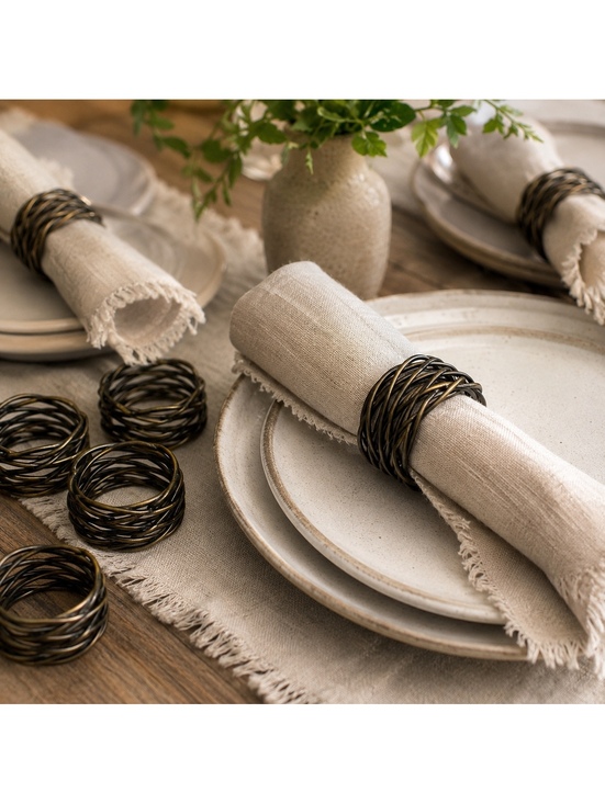 Other - Excell Home Fashions Twisted Brass Wire Napkin Rings Set of 8 New With Tags